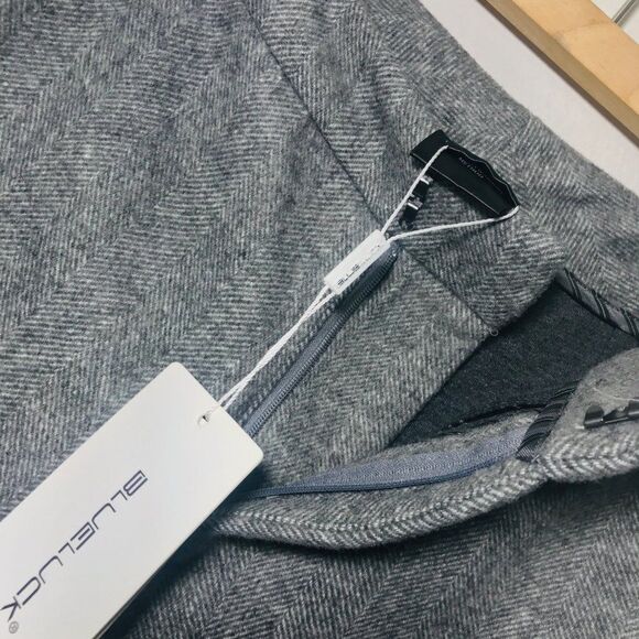 Blueluck Wool Micro Chevron Woven Knit High Rise Pants In Grey Size Small - Picture 3 of 7